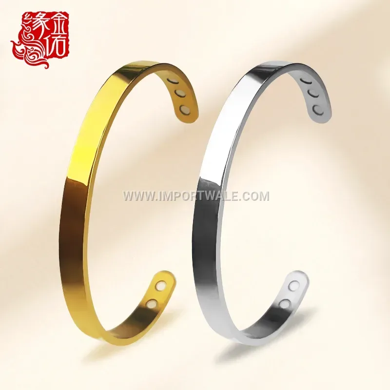 Minimalist Dual Magnet Stainless Steel Open Bangle