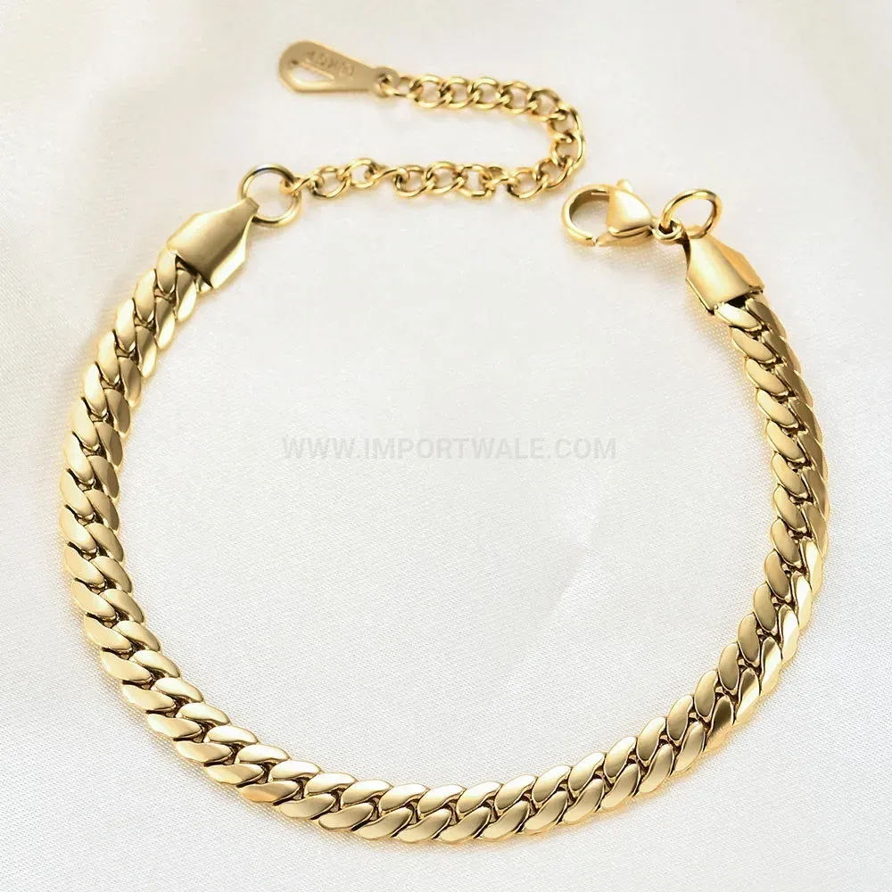 Sleek 6mm Stainless Steel Cuban Link Chain Bracelet