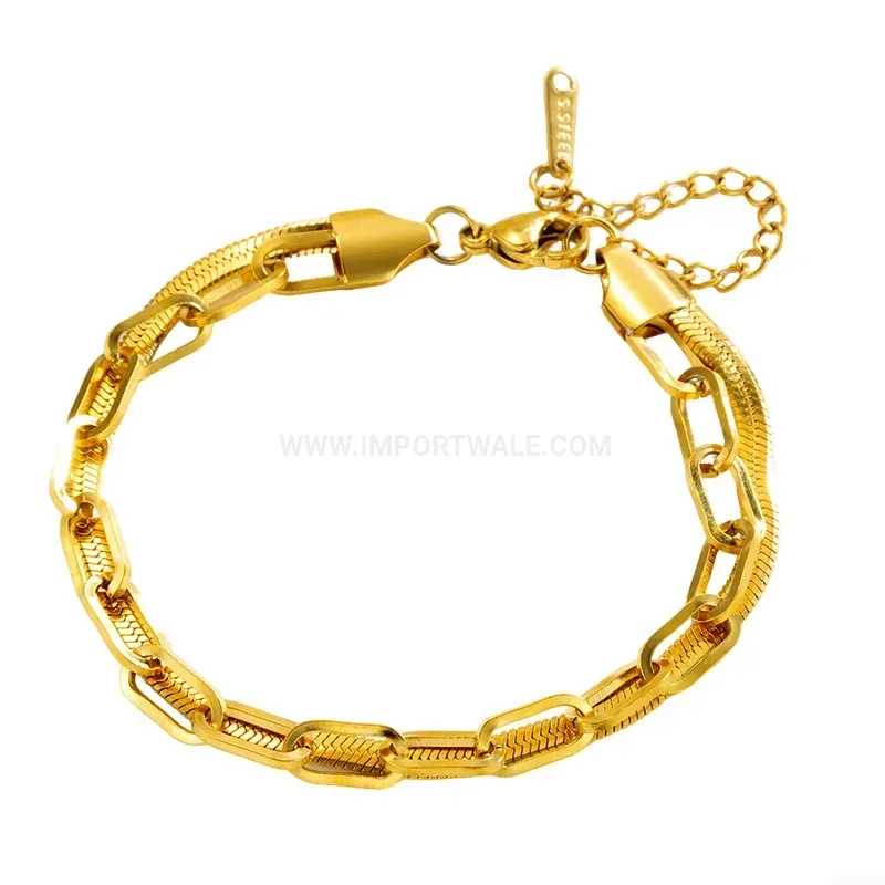 Layered Stainless Steel Snake Chain Bracelet