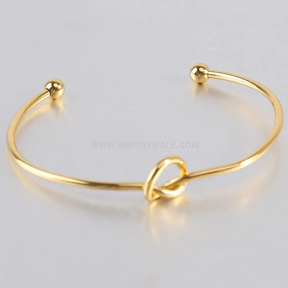 Chic Minimalist Stainless Steel Knot Open Bangle Bracelet