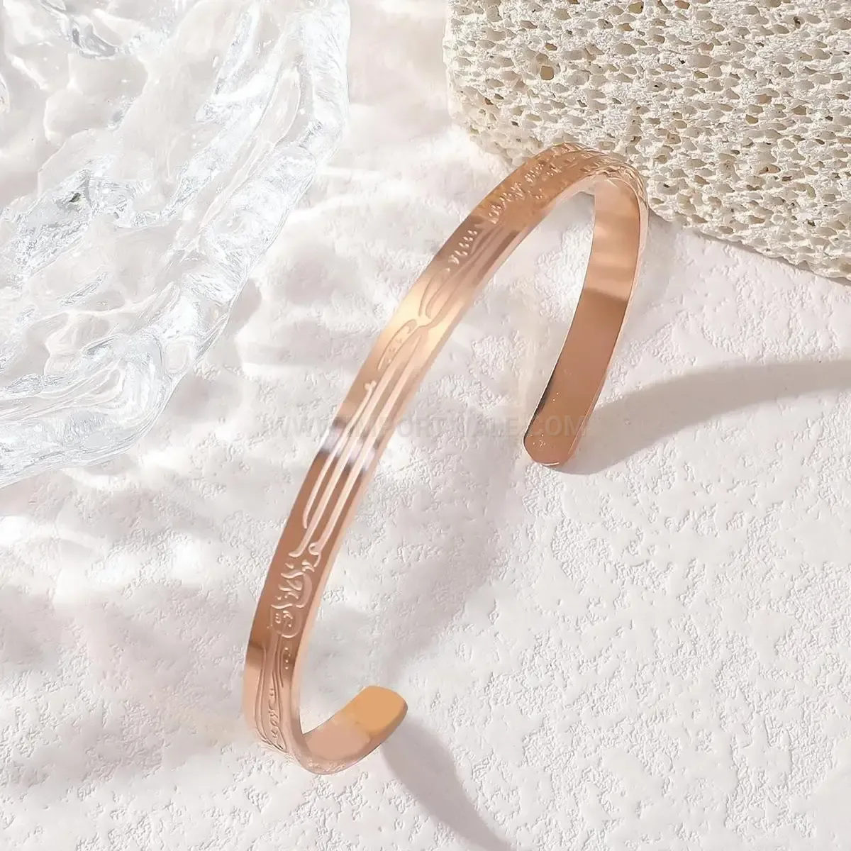 Stainless Steel Arabic Calligraphy Open Cuff Bangle Bracelet
