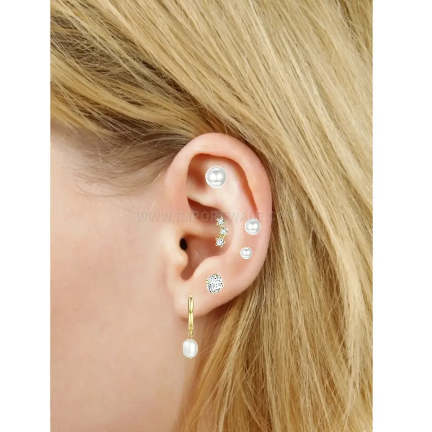 Classic Zircon Leaf Stainless Steel Ear Piercing Stud Set