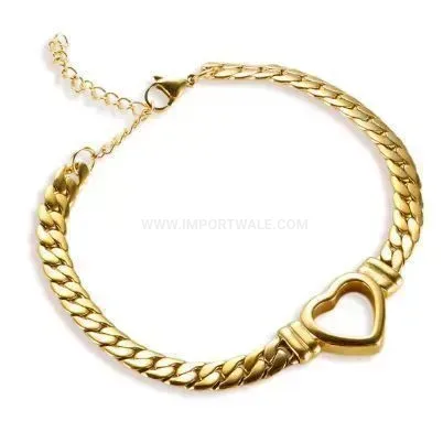 Trendy Hollow Heart Pendant Titanium Steel Clvicle Chain Necklace