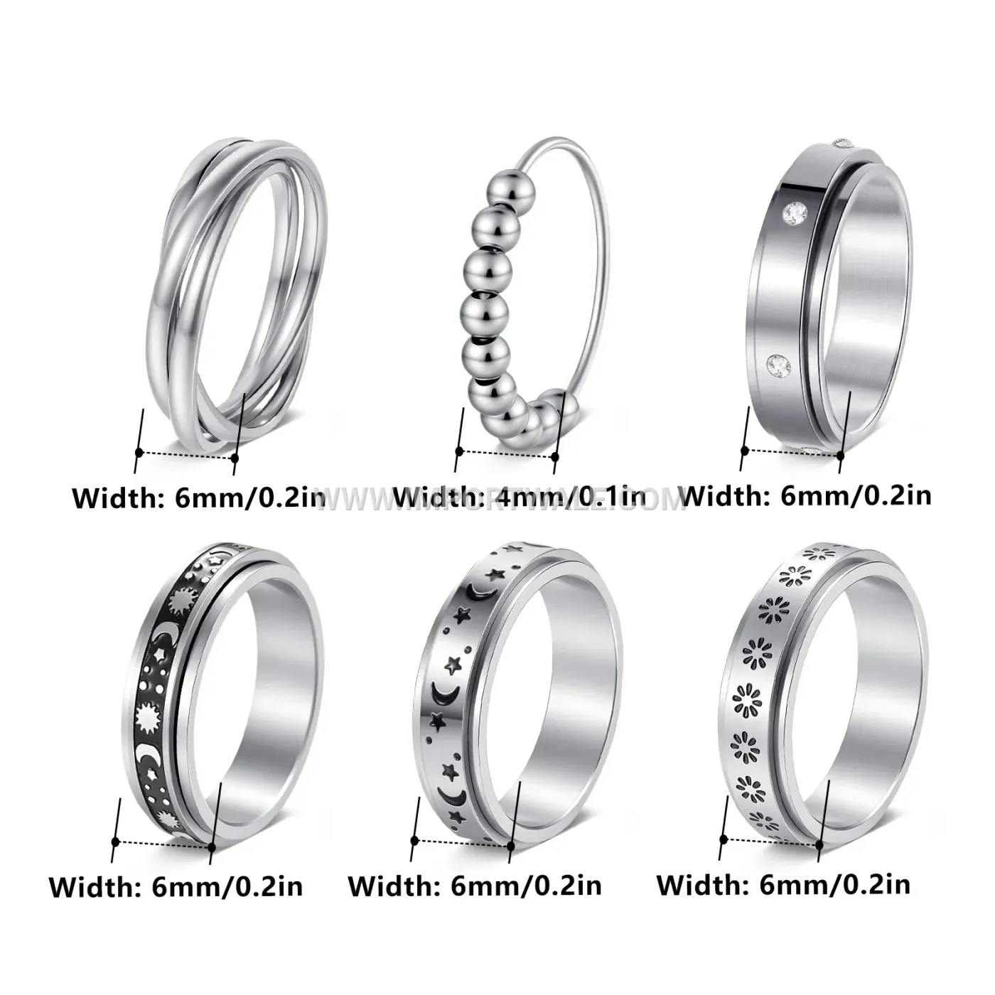 Spinning Celestial Flower 304 Stainless Steel Band