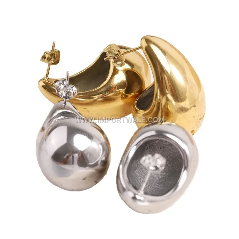 Large Stainless Steel Teardrop Statement Earrings