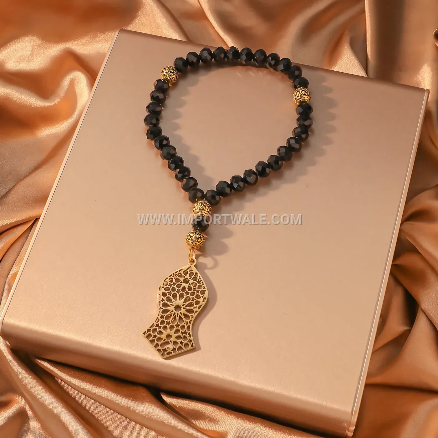 Stainless Steel Arabic Geometric Filigree Islamic Pendant Necklace
