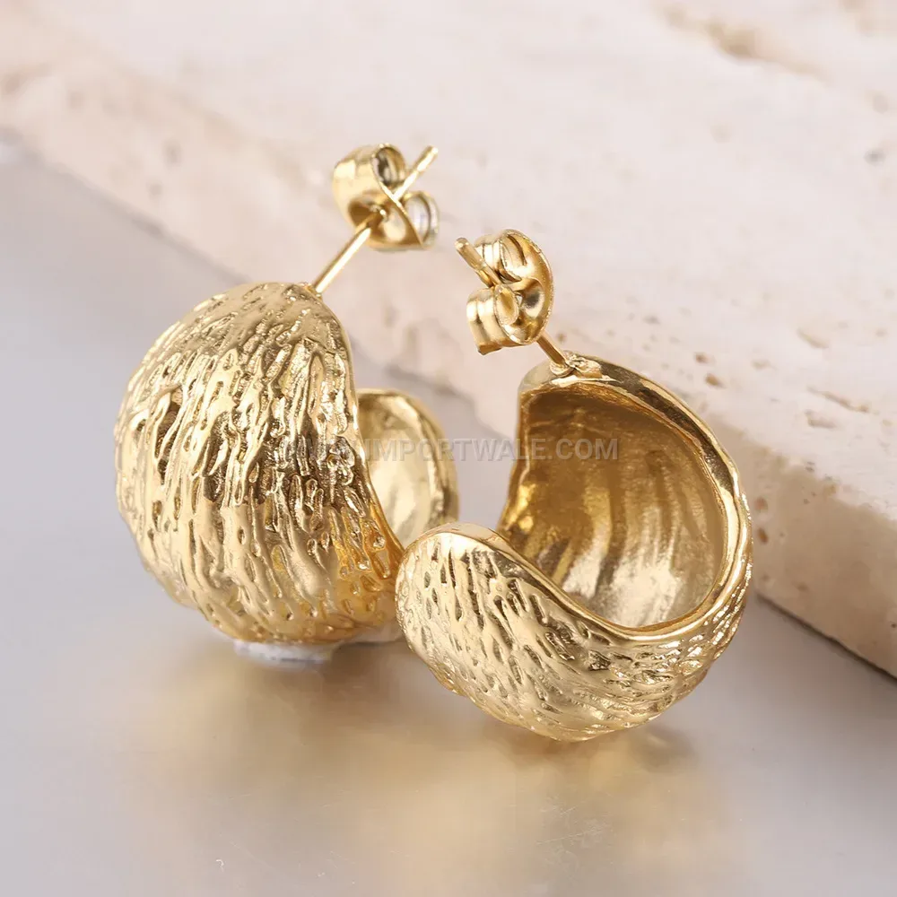 Cast Stainless Steel U Shape Geometric Stud Earrings