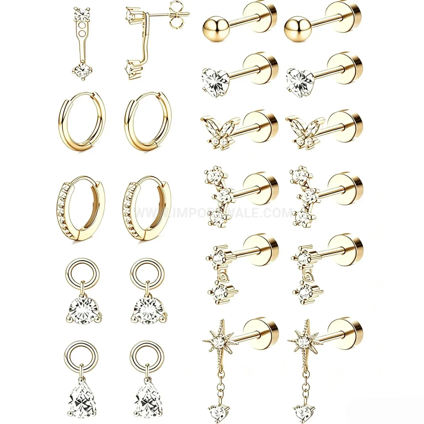 Classic Geometric Stainless Steel Body Piercing Stud Set