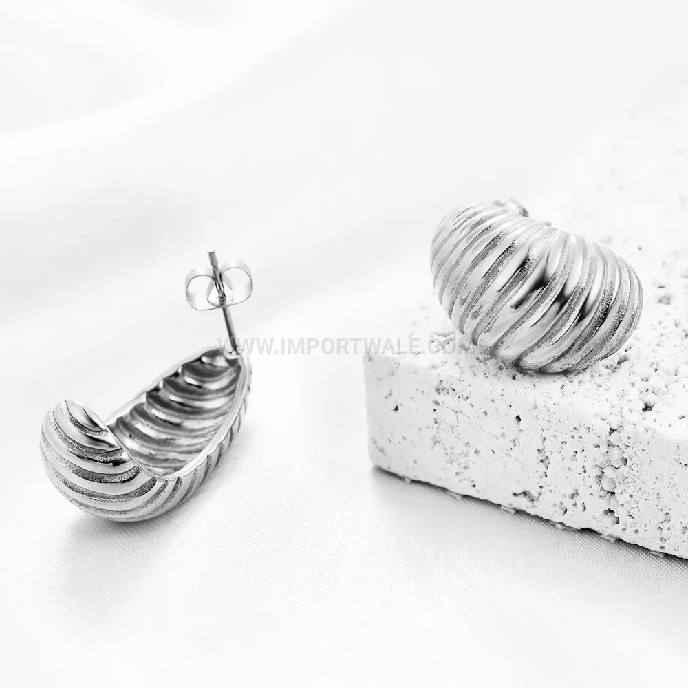 Textured Spiral Stainless Steel Stud Earrings