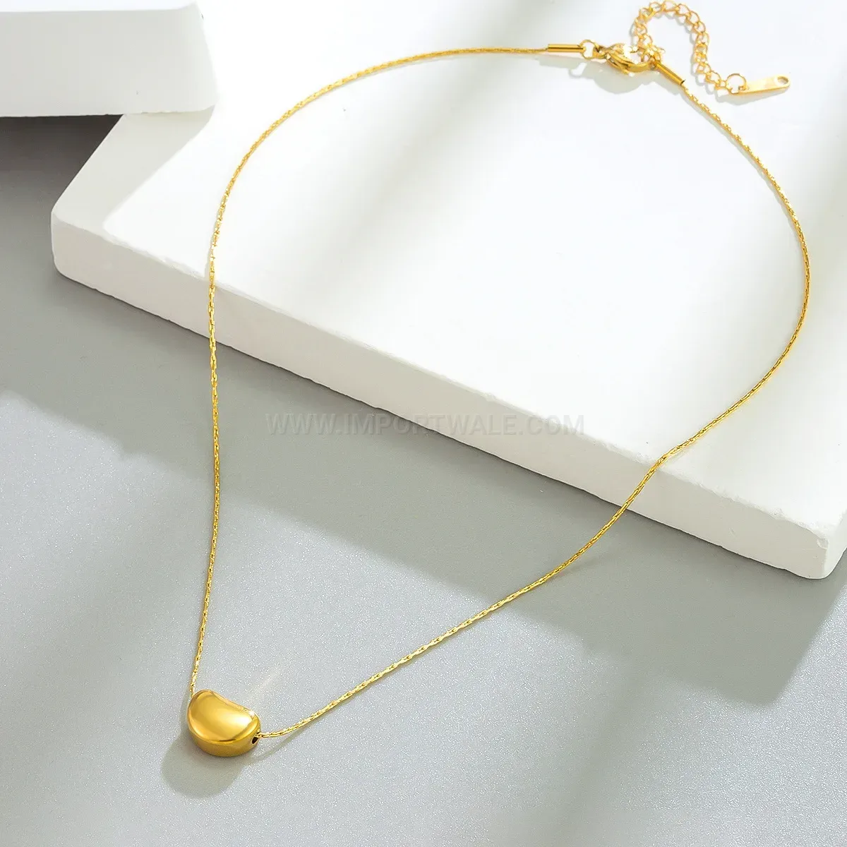 Elegant Minimalist Titanium Steel Love Bean Pendant Clavicle Necklace in Gold