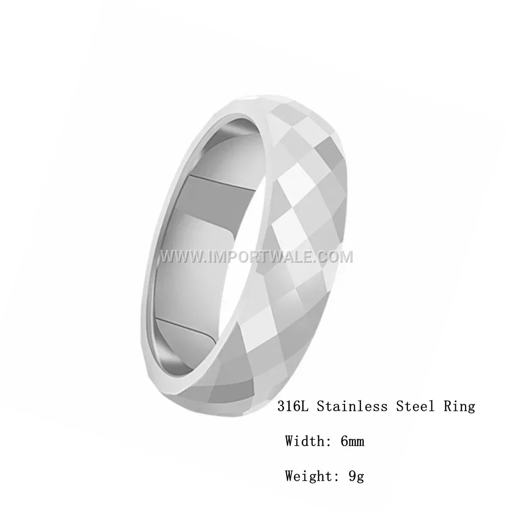 Multi-Faceted Geometric 316L Stainless Steel Faceted Ring