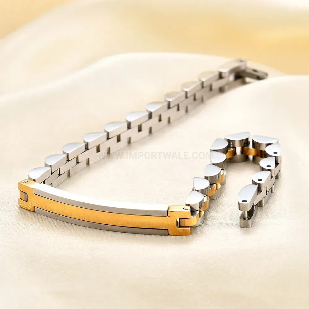 Sleek 6mm Curved Plate Stainless Steel Watch Strap Bracelet
