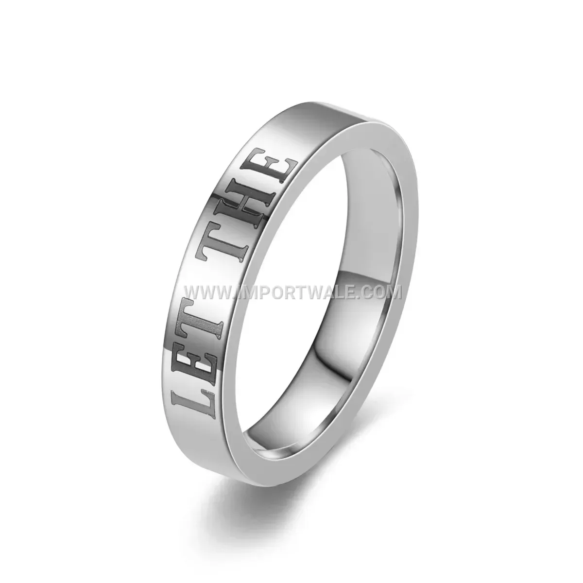 Engraved Stainless Steel Smooth Band Ring