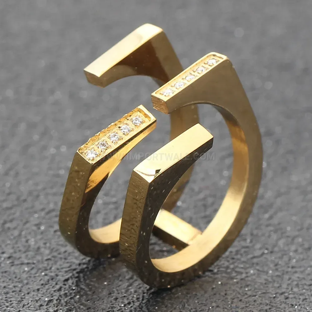 Double Layer Zirconia Open Stainless Steel Ring