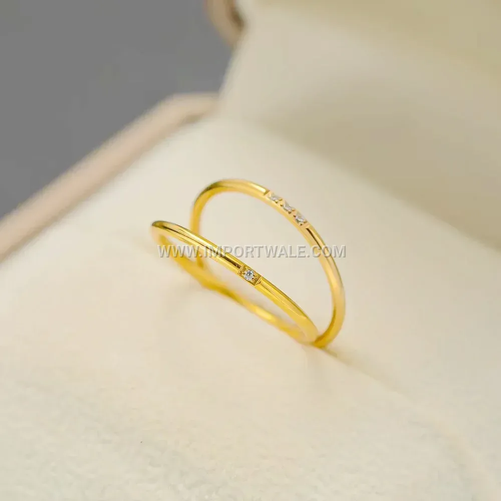 Round Cubic Zirconia 18K Gold Plated Stainless Steel Band