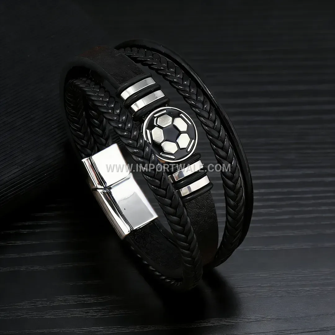 Vintage Totem Braided Leather Magnetic Clasp Bracelet