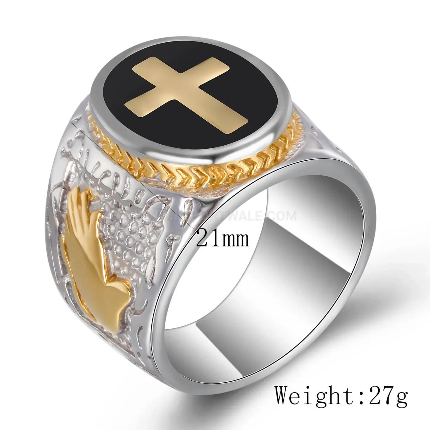 Classic Men's Retro Stainless Steel Cross Signet Ring