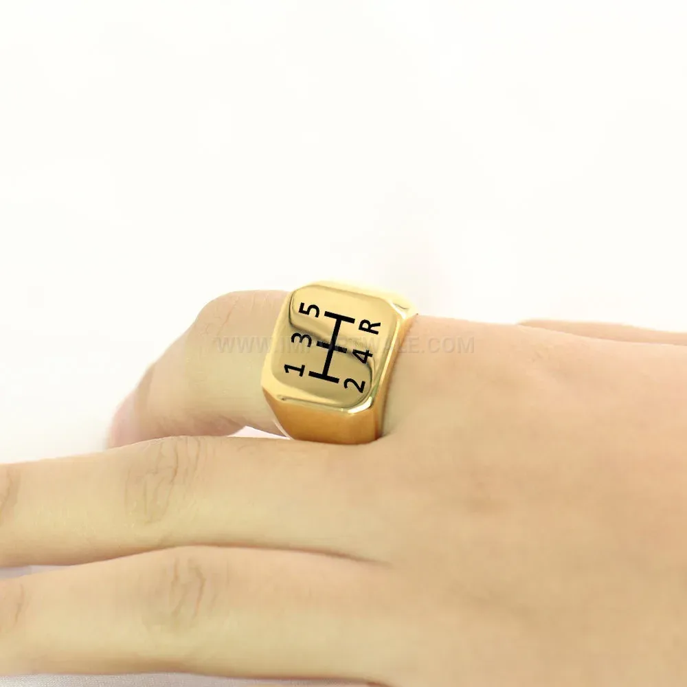 Fashion Laser Engraved Square Stainless Steel Signet Ring