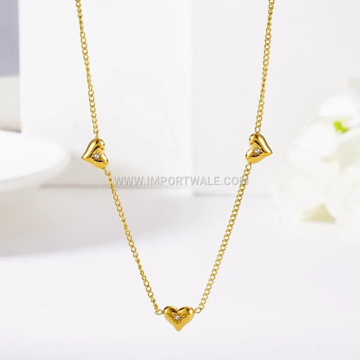 Zircon Heart Pendant Necklace Bracelet Earring Anklet Set
