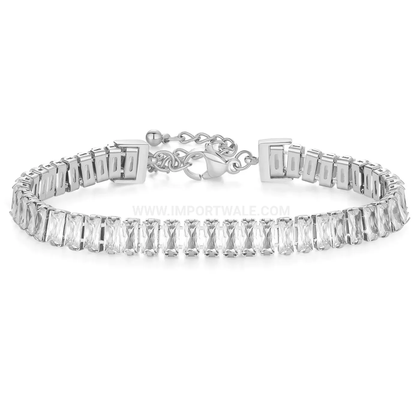 Minimalist Single Row Cubic Zirconia Stainless Steel Tennis Bracelet
