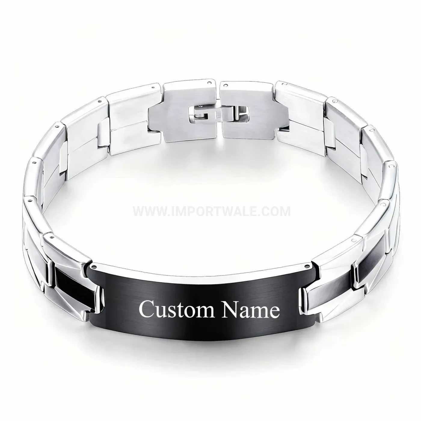 Unisex Minimalist Stainless Steel Engravable ID Link Bracelet