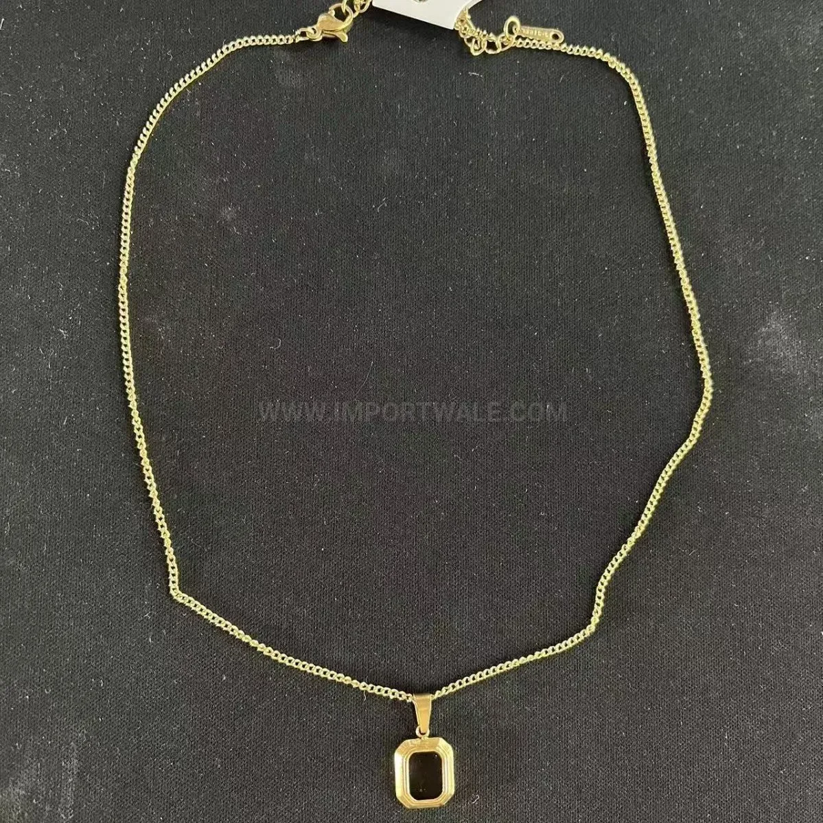 Minimalist Stainless Steel Black Square Pendant Necklace