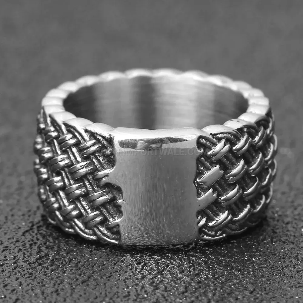 Designer Woven Intertwined Band Ring in Stainless Steel