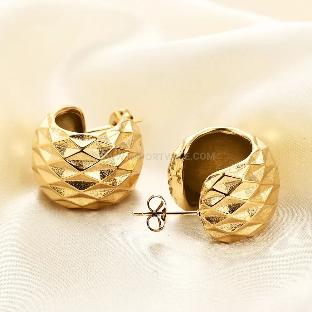 Vintage Openwork Rhombus Stainless Steel Drop Earrings