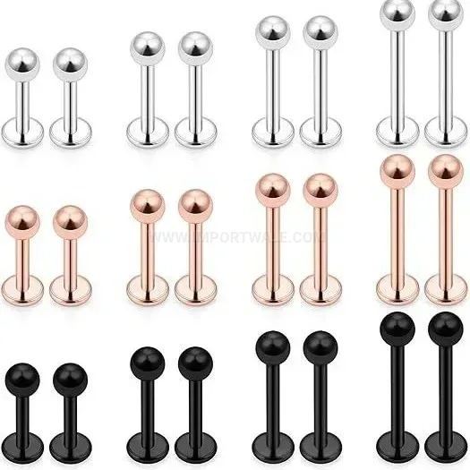 Premium Titanium Steel Ball Internally Threaded Labret Piercing Stud
