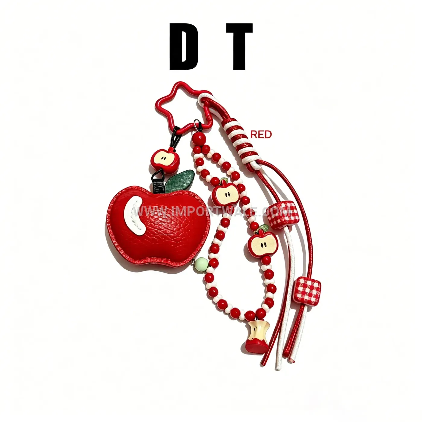 Faux Leather Beaded Apple Pendant Bag Creative Key chains