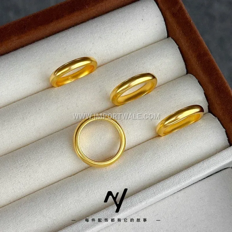 Matte Gold Stainless Steel Domed Band Ring