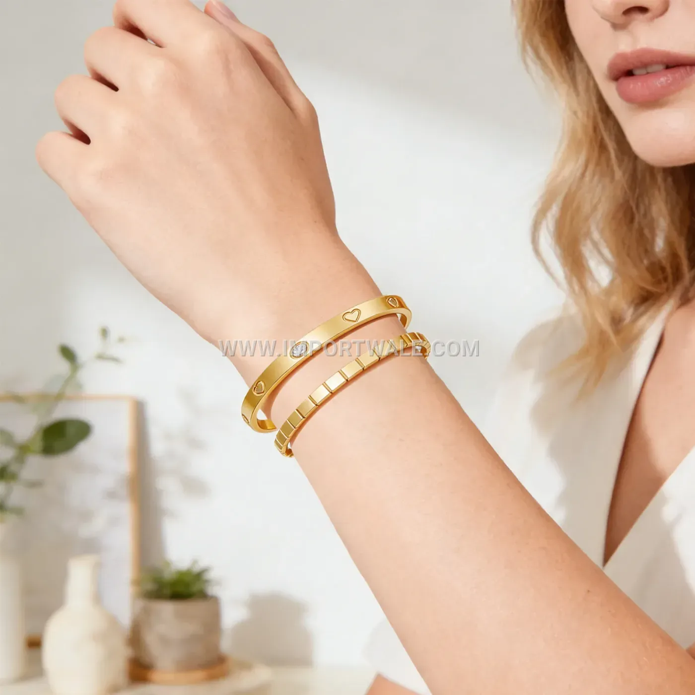 Polished Stainless Steel Clasp Bangle Bracelet