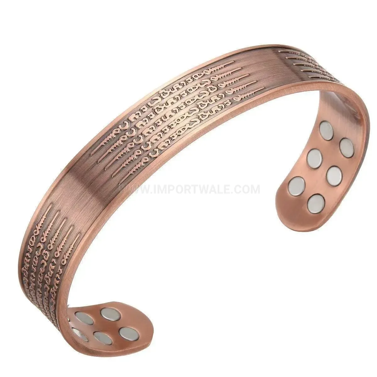 Vintage Engraved Pure Copper Adjustable Magnetic Cuff