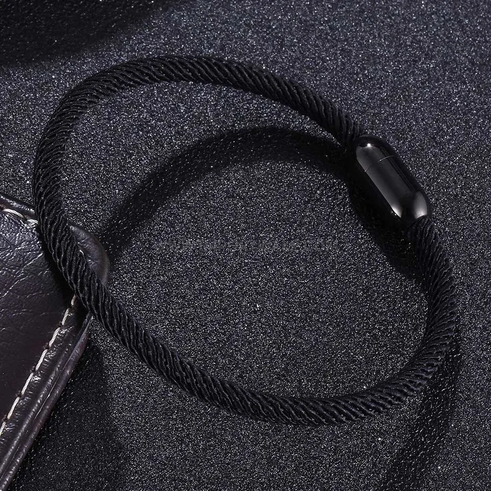 Minimalist Leather Bracelet With Black Electroplated Magnetic Clasp