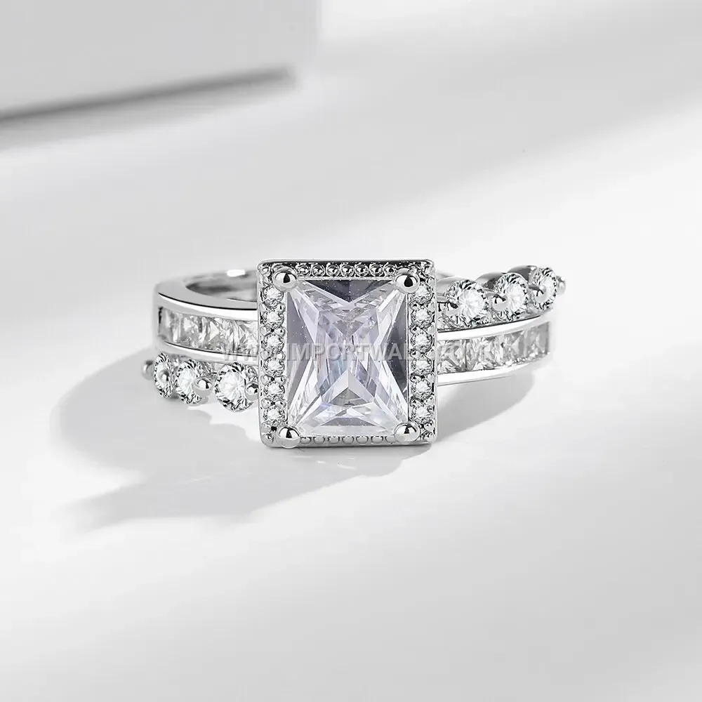 Radiant Zircon Silver Plated Open Copper Ring