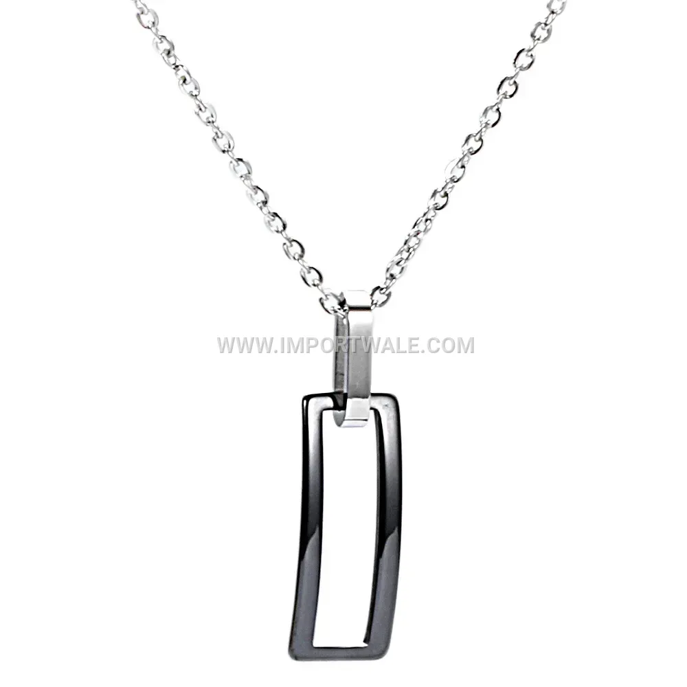Hollow Rectangular Ceramic Titanium Steel Necklace And Earrings Set