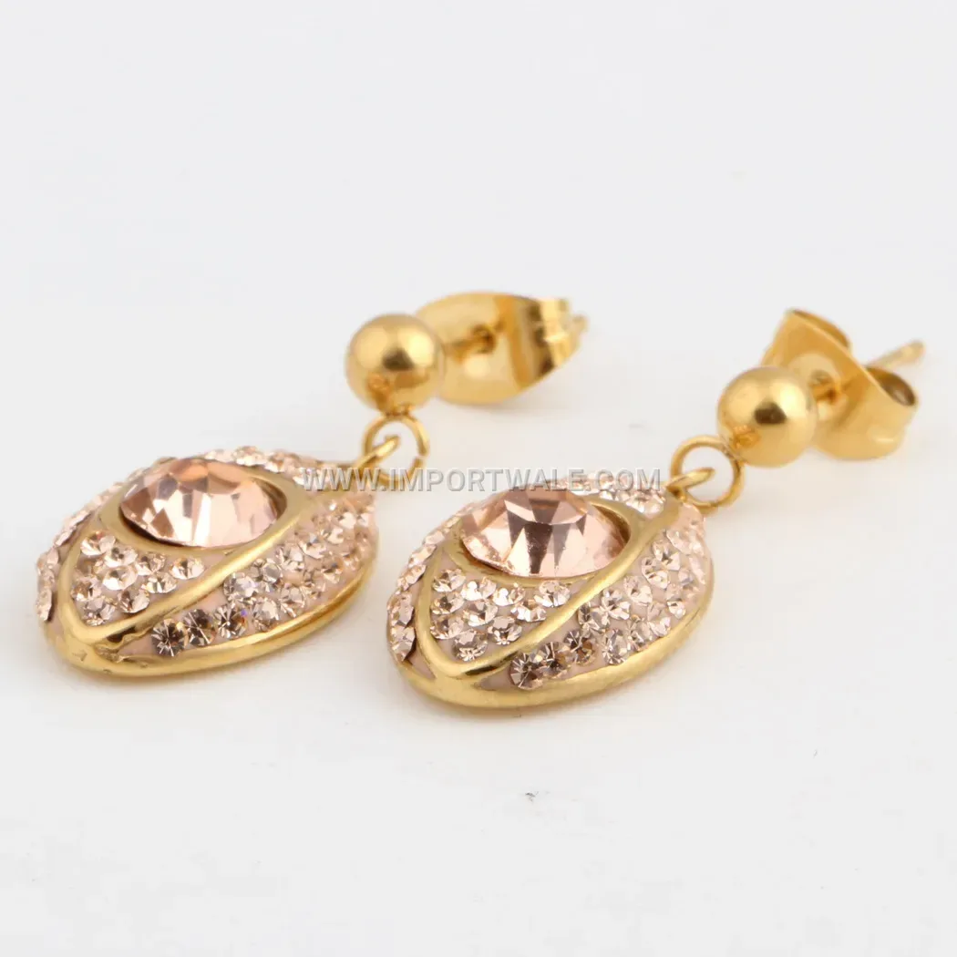 Rhinestone Oval Cat Eye Stainless Steel Stud Earrings