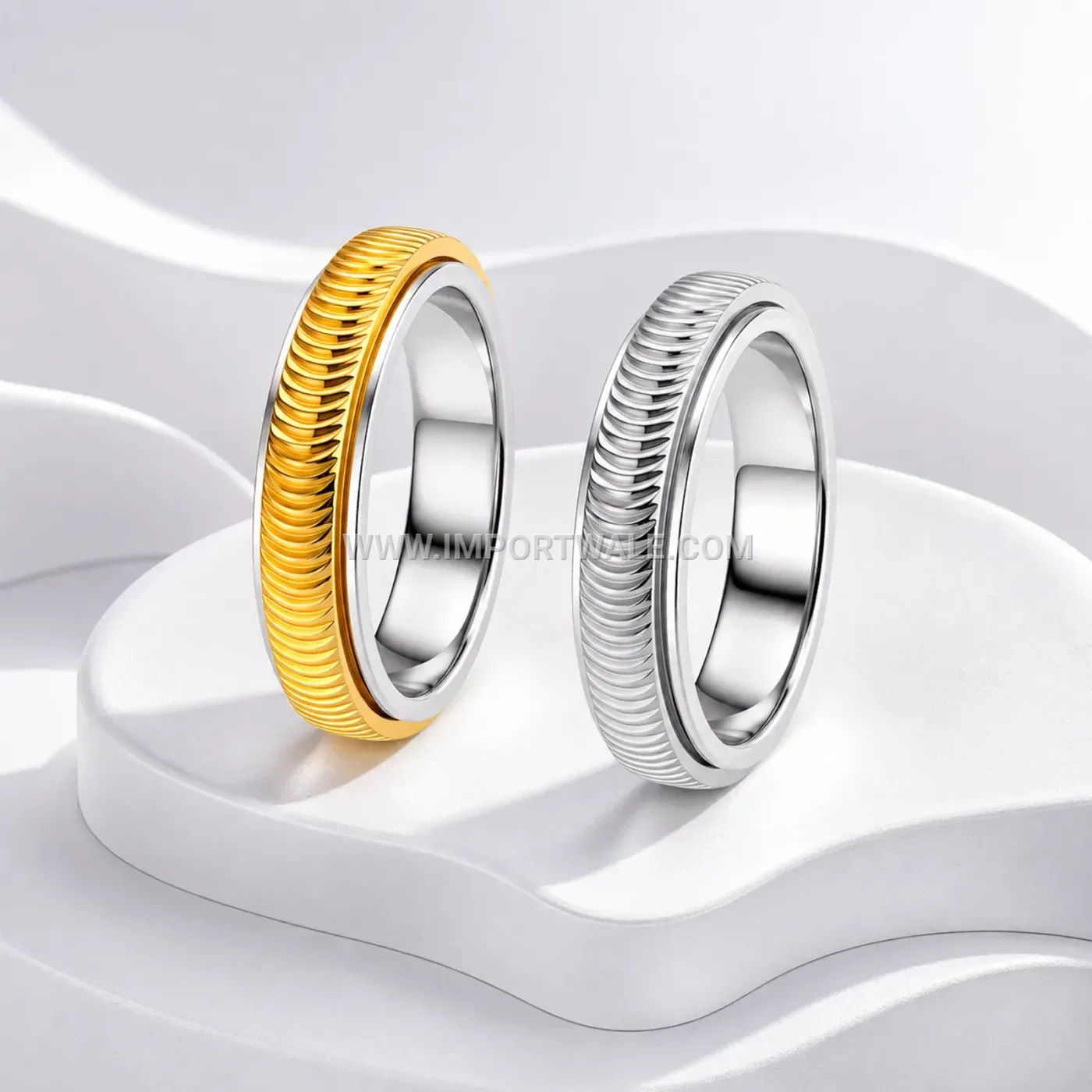 Textured Stainless Steel Spinner Band Ring