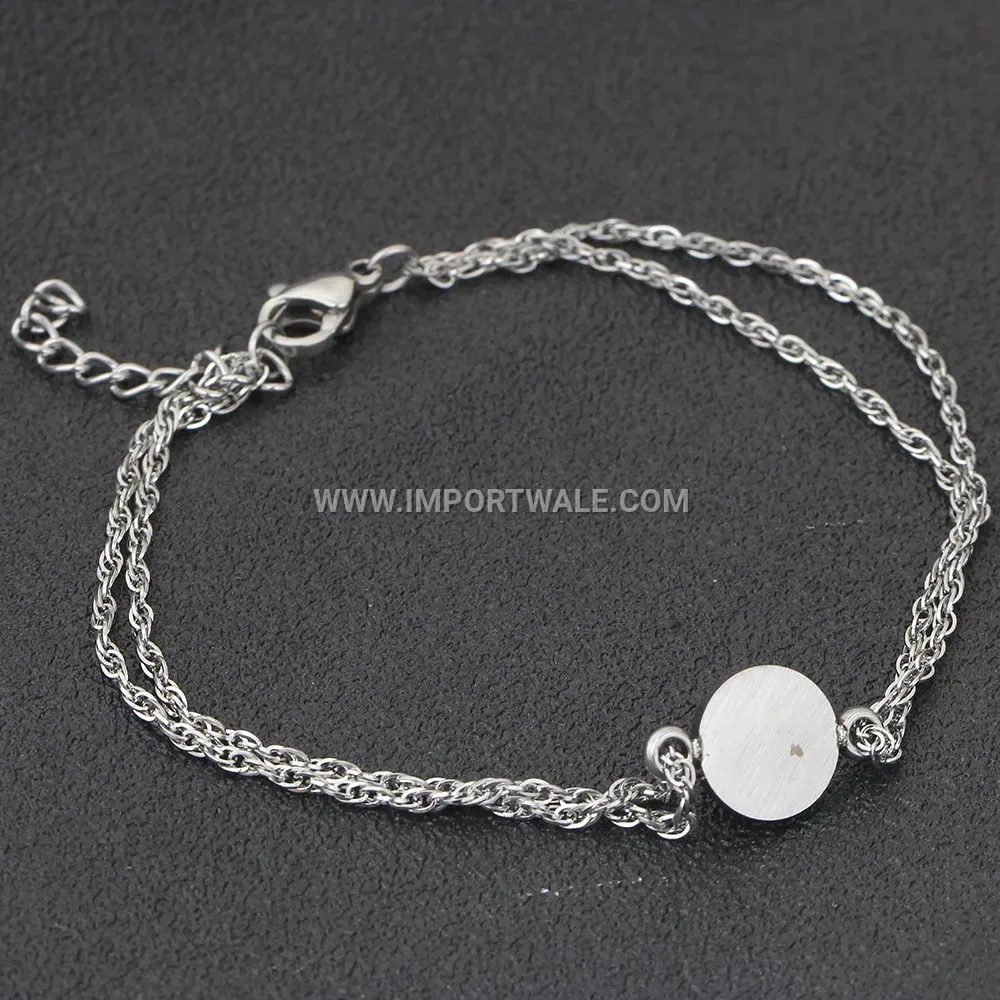 Stainless Steel Ceramic Inlaid Round Charm Bracelet