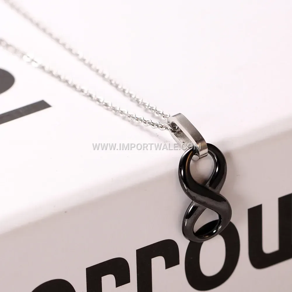 Figure-Eight Ceramic and Stainless Steel Collar Necklace