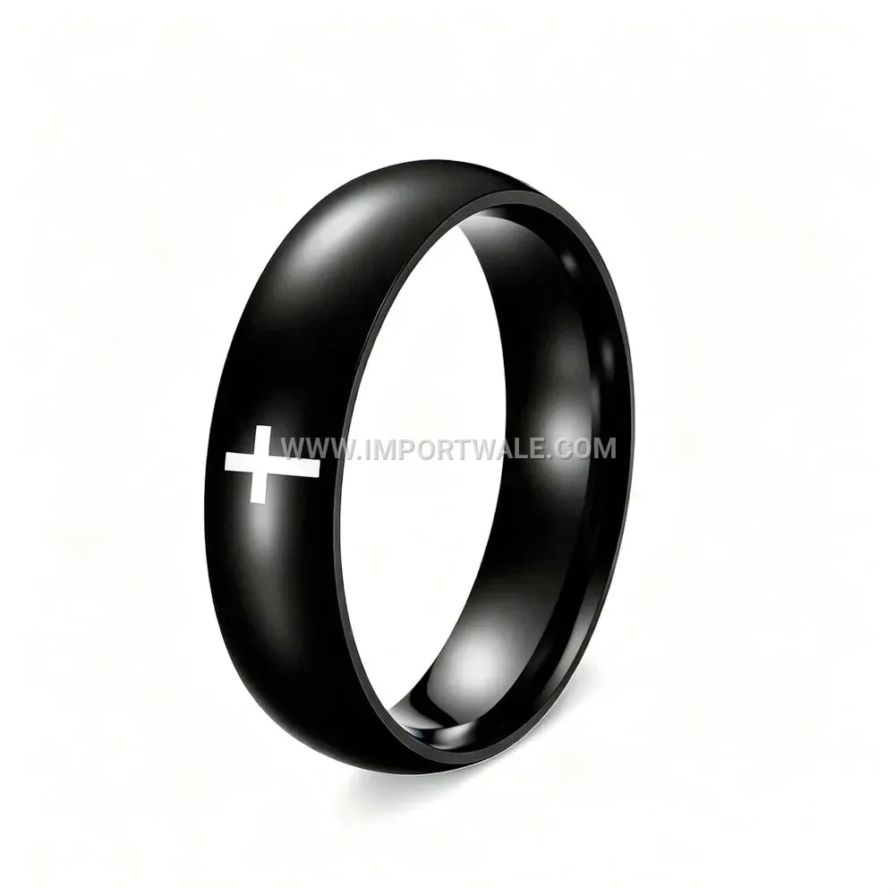 Arc Profile Cross Stainless Steel Band Ring