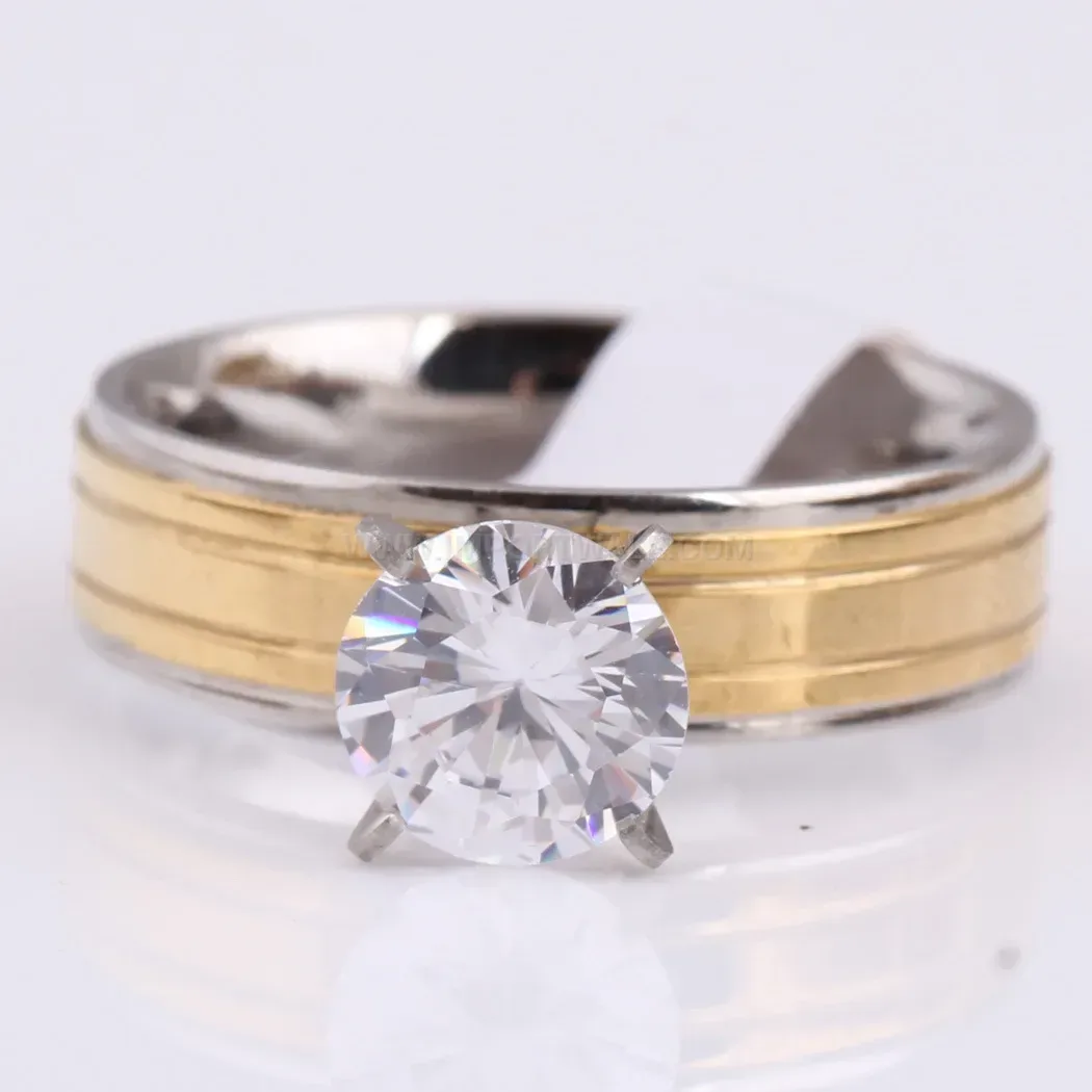 Chic Cutout Teardrop Cubic Zirconia Stainless Steel Ring