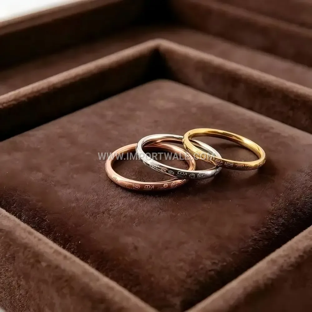 Engraved Blessing Symbol Stackable Stainless Steel Ring