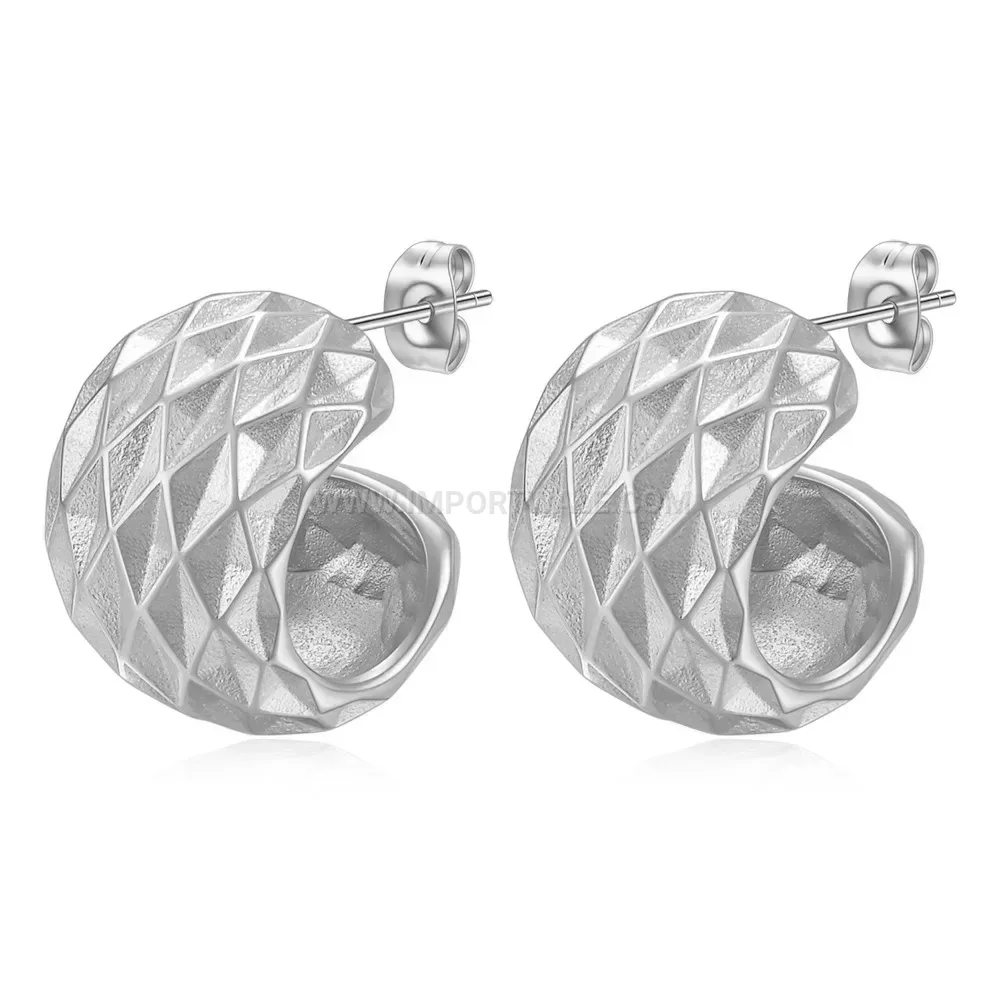 Vintage Openwork Rhombus Stainless Steel Drop Earrings