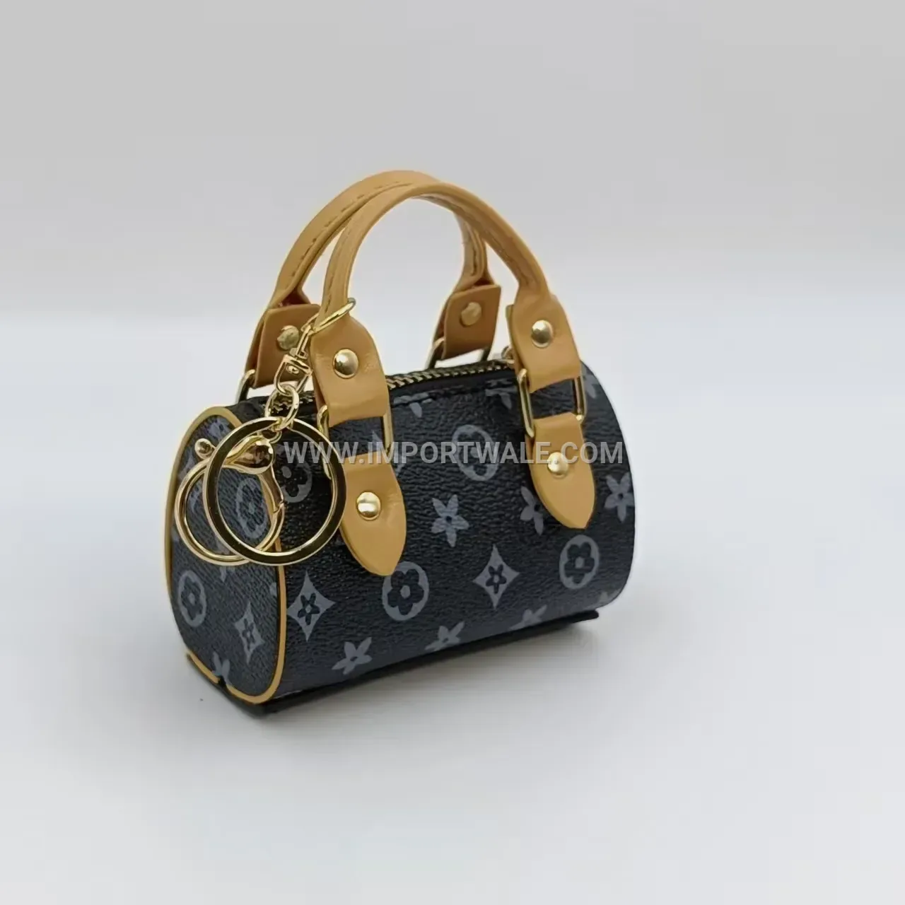 Mini Leather Pouch Bag Charm Keychain Accent