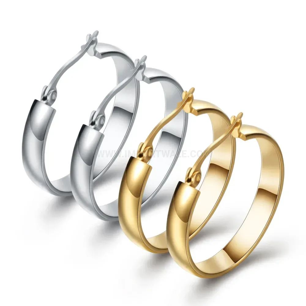 Classic Hollow Circle Stainless Steel Hoop Earrings