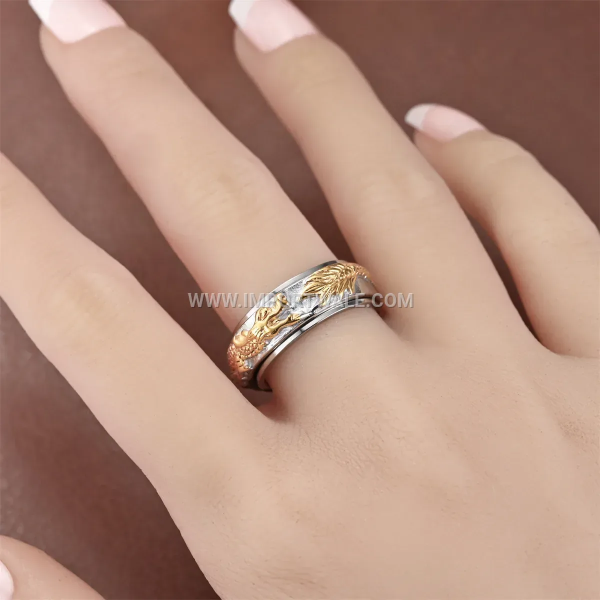 Spinning Chinese Dragon Stainless Steel Ring