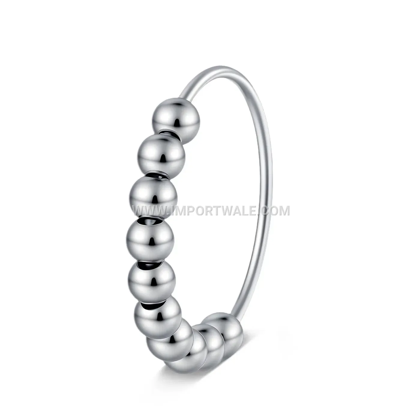 Frosted Rhinestone Celestial Spinner Band Ring in Stainless Steel