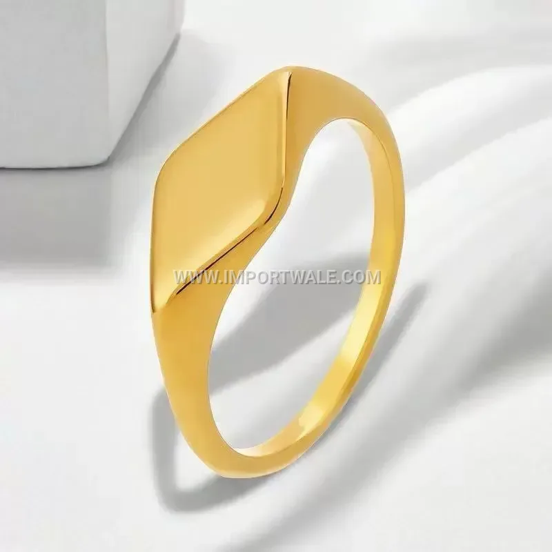 Geometric Rectangular Plain Stainless Steel Ring