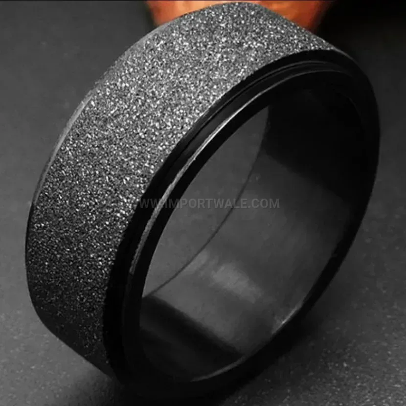 Classic Minimalist Black Matte Spinner Stainless Steel Ring